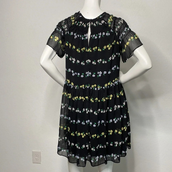 Ann Taylor NEW Black Floral Babydoll Mini Dress Size S - Picture 6 of 11
